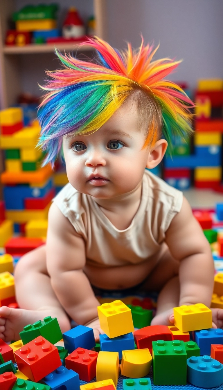 23 Unique and Creative Baby Haircuts That'll Make Them Stand Out! - 19. Funky Color Blocks