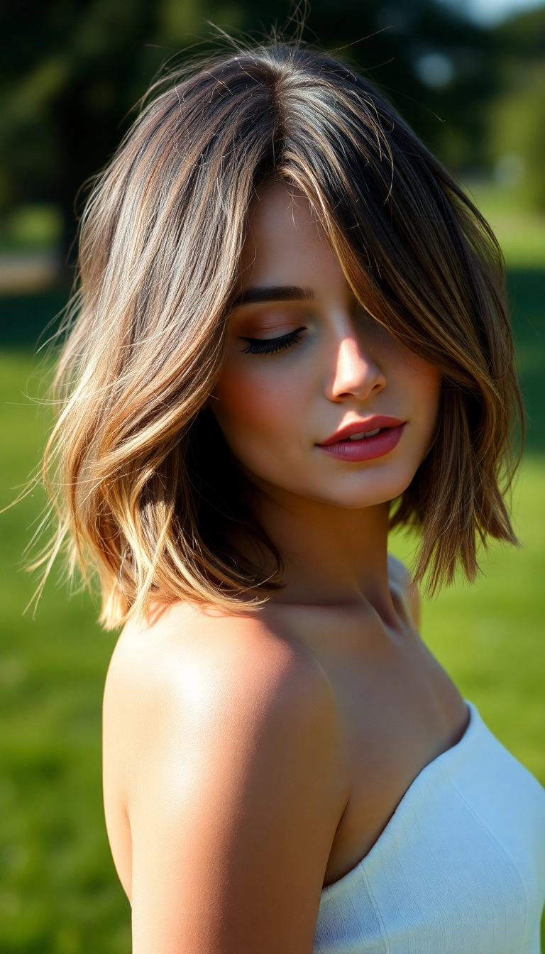 23 Flattering Short Hair with Bangs Styles for Round Faces (You'll Want to Try #7!) - 14. Layered Bob with Side-Swept Bangs