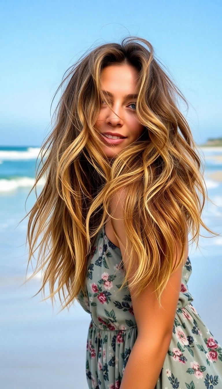 25 Long Shaggy Haircuts That Will Transform Your Look Instantly! - 4. Beachy Waves Shag