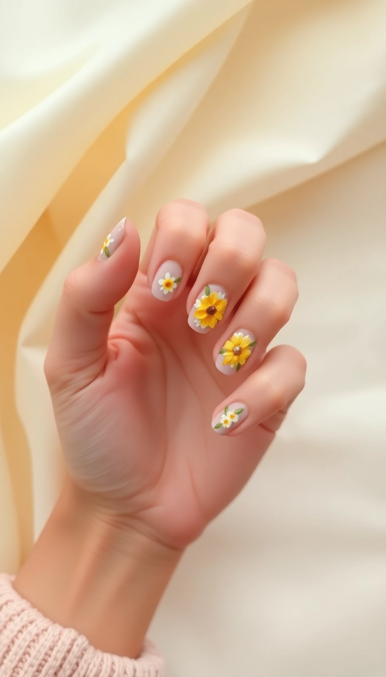 22 Fresh Spring Nail Designs That Will Make You Want to Show Off Your Hands! - 2. Floral Accents