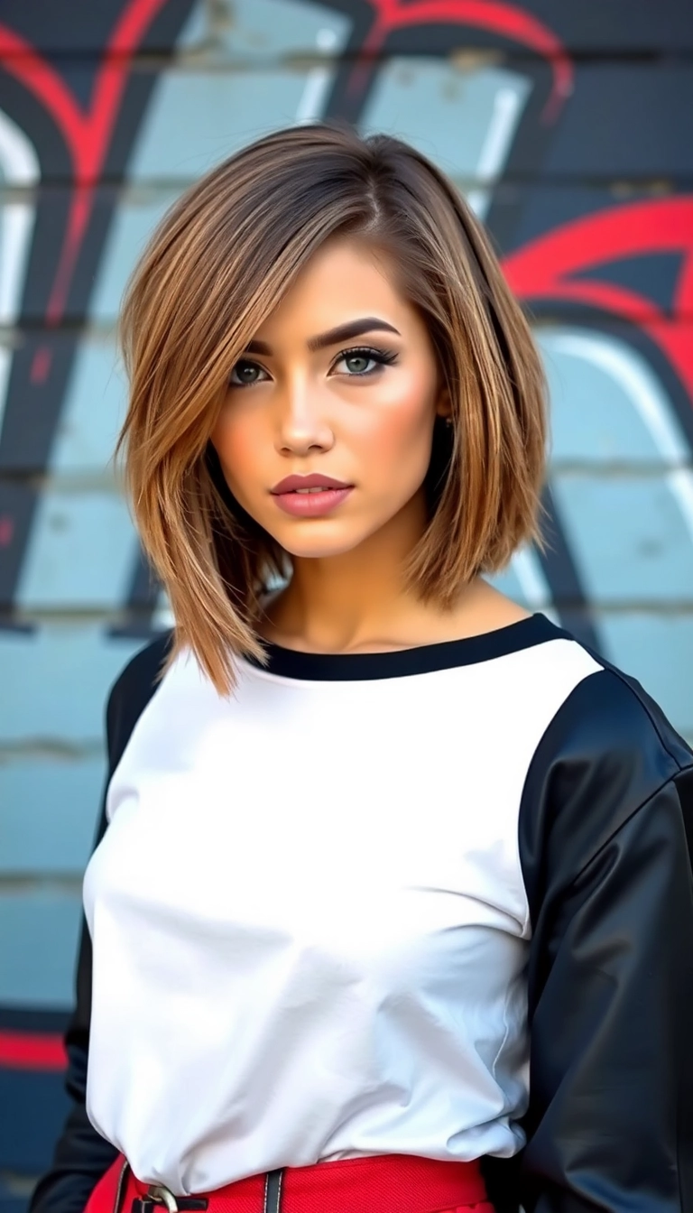 23 Flattering Short Hair with Bangs Styles for Round Faces (You'll Want to Try #7!) - 4. Asymmetrical Bob with Side Bangs