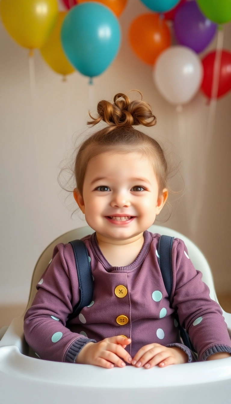 23 Unique and Creative Baby Haircuts That'll Make Them Stand Out! - 8. Cute Curly Top Knot