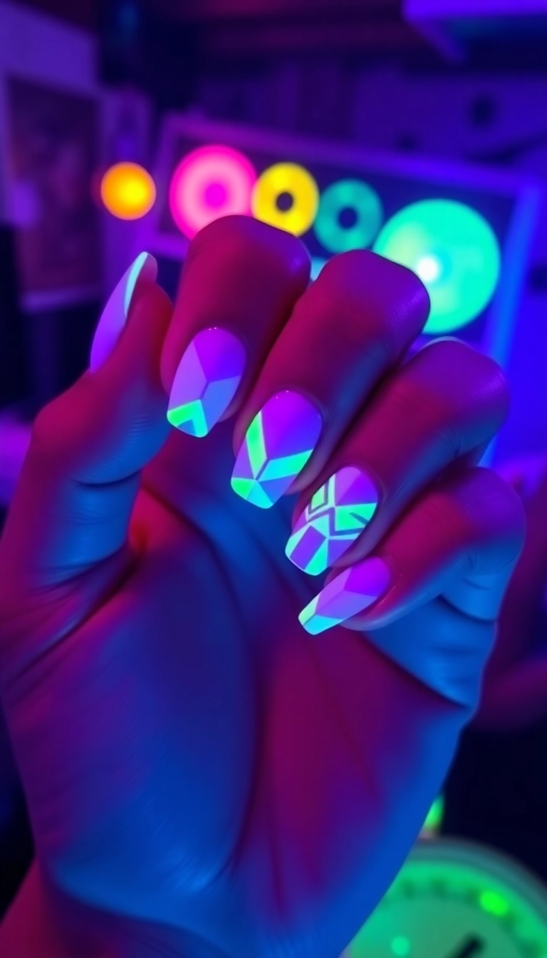 15 Lavender Acrylic Nails That Will Make You the Envy of Every Nail Lover! - 15. Lavender Neon Burst