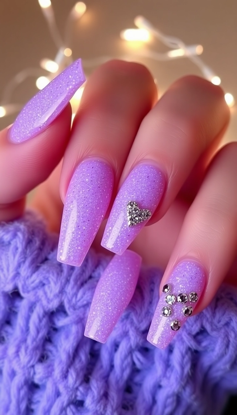 15 Lavender Acrylic Nails That Will Make You the Envy of Every Nail Lover! - 2. Glittering Lavender Sparkle