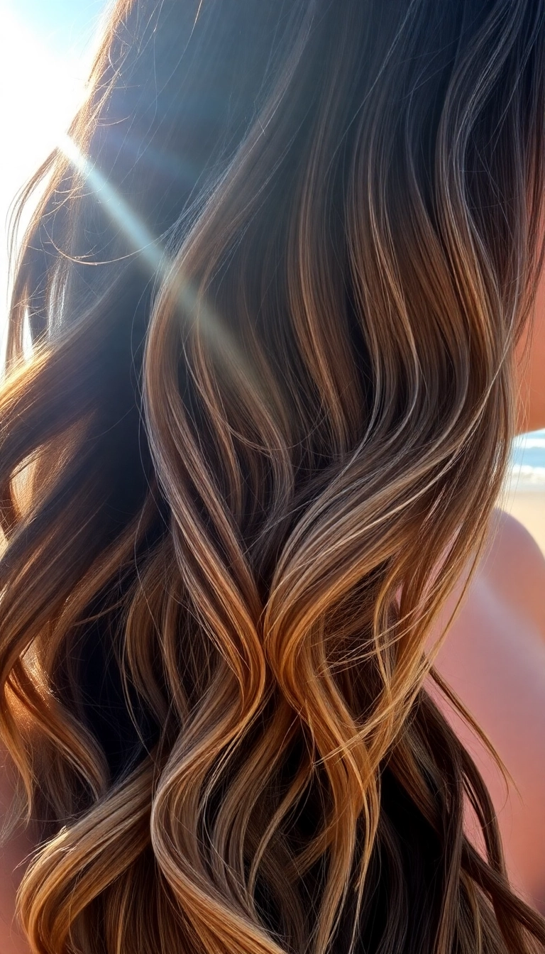 18 Stunning Low Maintenance Brunette Balayage Hair Ideas You Need to Try! - 1. Sun-Kissed Waves