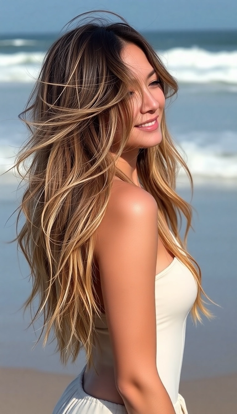 18 Stunning Low Maintenance Brunette Balayage Hair Ideas You Need to Try! - 23. Sandy Beach Balayage