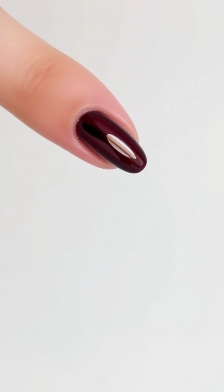 22 Stunning Burgundy Chrome Nail Ideas That Will Have Everyone Asking Where You Got Them! - 13. Burgundy Chrome Half-Moon Nails