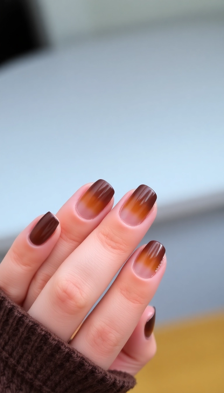 25 Trendy Chocolate Brown Nail Art Designs You Can't Miss! - 2. Ombre Chocolate Delight