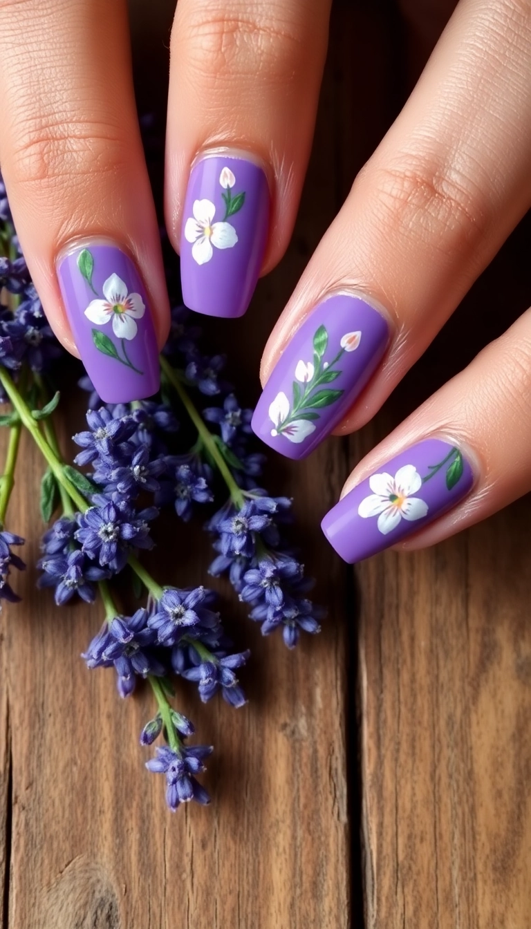 15 Lavender Acrylic Nails That Will Make You the Envy of Every Nail Lover! - 3. Floral Lavender Fantasia