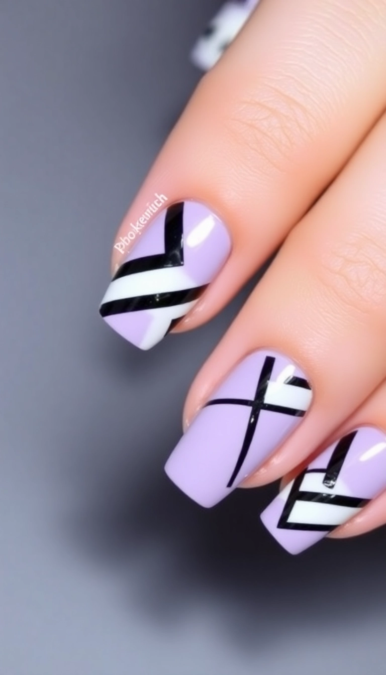 15 Lavender Acrylic Nails That Will Make You the Envy of Every Nail Lover! - 19. Lavender Geometric Patterns