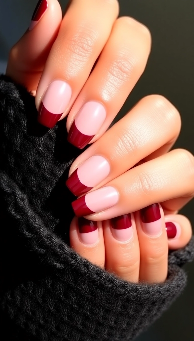 22 Stunning Burgundy Chrome Nail Ideas That Will Have Everyone Asking Where You Got Them! - 9. Burgundy Chrome French Manicure