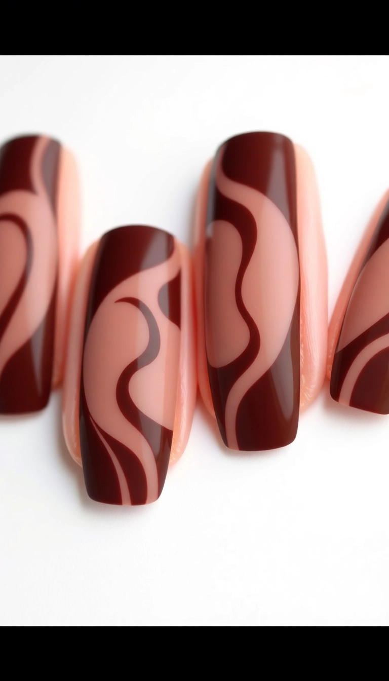 25 Trendy Chocolate Brown Nail Art Designs You Can't Miss! - 10. Chocolate Brown with Negative Space