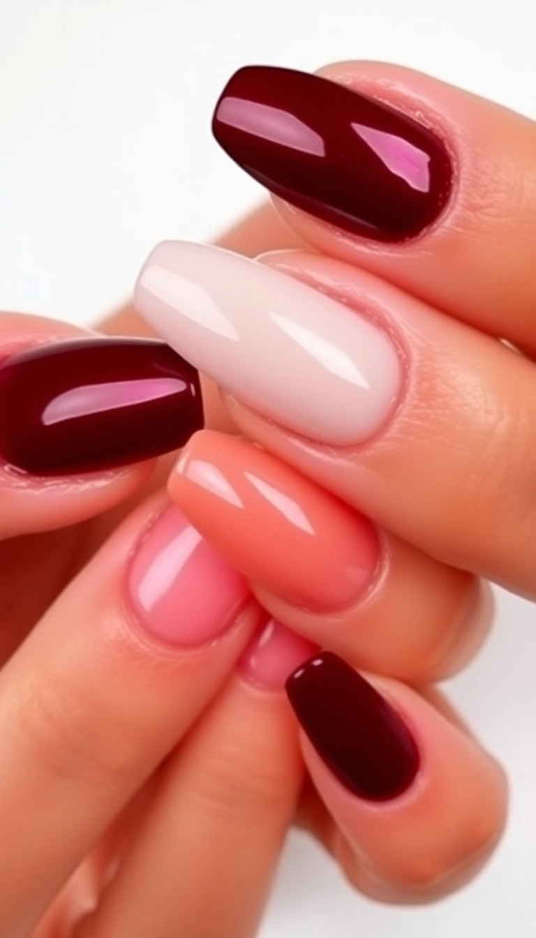 22 Stunning Burgundy Chrome Nail Ideas That Will Have Everyone Asking Where You Got Them! - 20. Burgundy Chrome with Color Block Nails