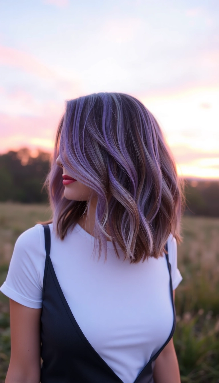 18 Stunning Low Maintenance Brunette Balayage Hair Ideas You Need to Try! - 20. Twilight Lavender Balayage