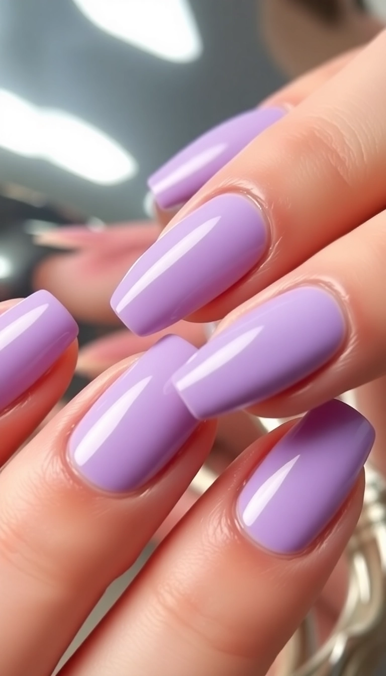 15 Lavender Acrylic Nails That Will Make You the Envy of Every Nail Lover! - 24. Lavender Shellac Shine