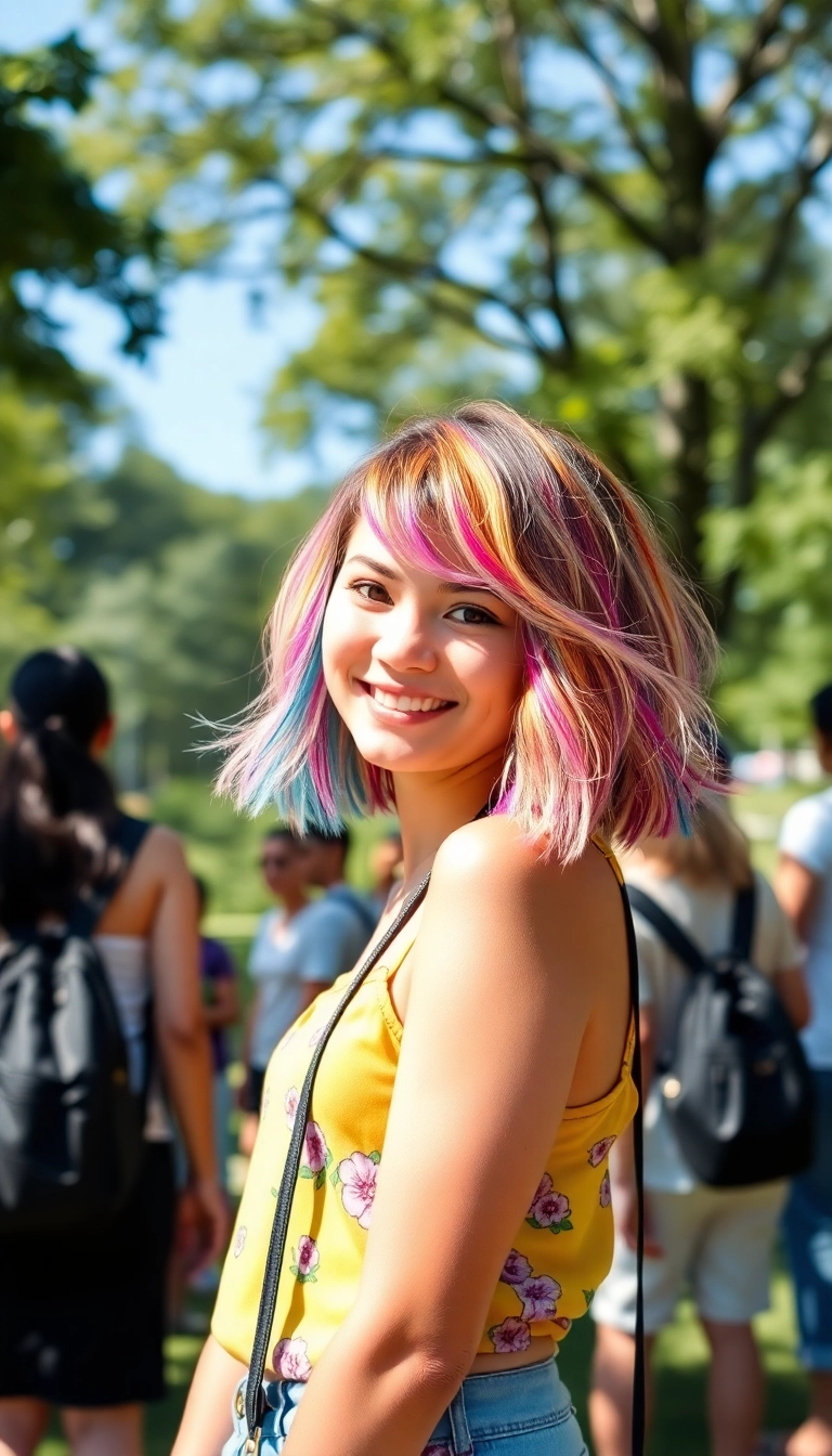 35 Short Hair Summer Hairstyles Every Gen-Z Trendsetter Needs to Try! - 14. Colorful Bob