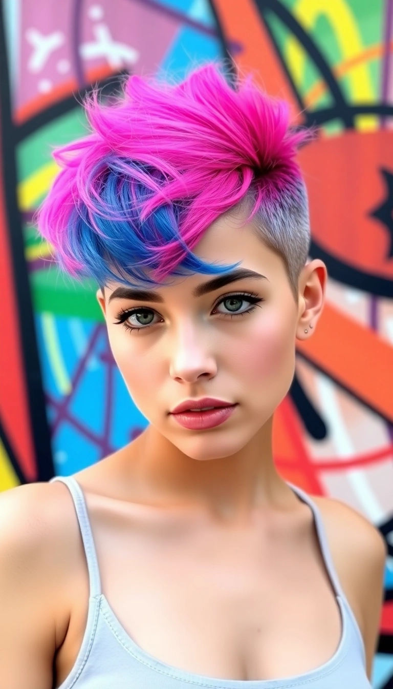 22 Edgy Short Haircuts That Will Make You Want to Chop It All Off! - 15. Vibrant Colored Buzz Cut