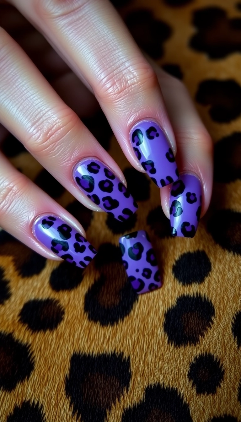 15 Lavender Acrylic Nails That Will Make You the Envy of Every Nail Lover! - 9. Lavender Animal Print