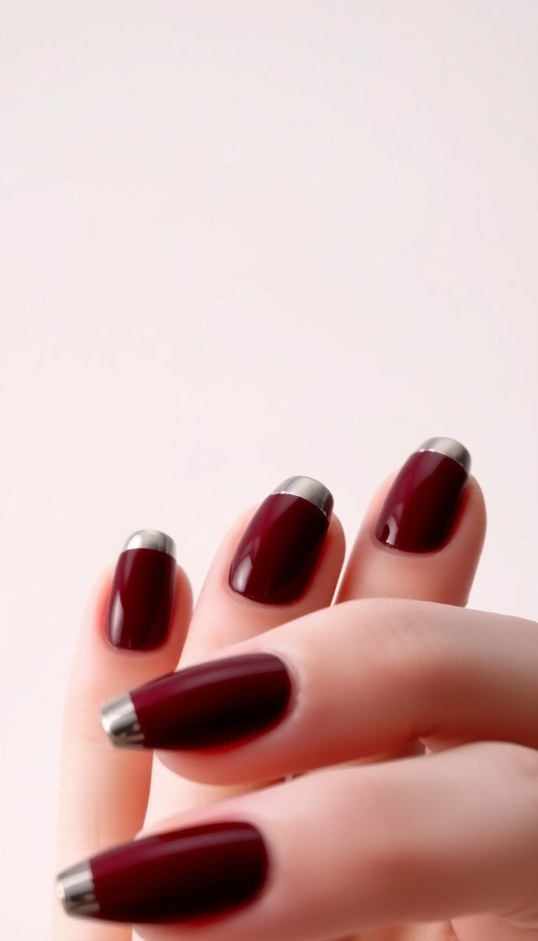 22 Stunning Burgundy Chrome Nail Ideas That Will Have Everyone Asking Where You Got Them! - 1. Minimalist Burgundy Chrome Tips