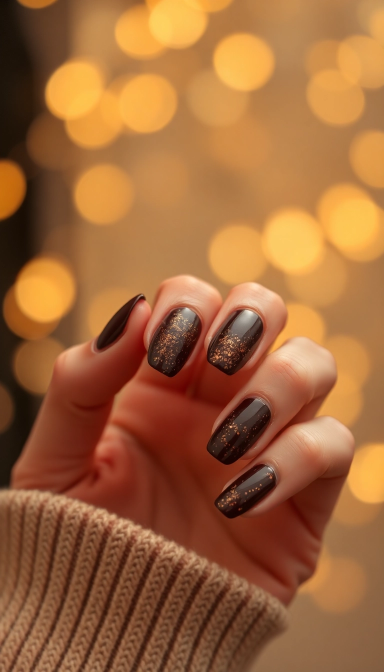 25 Trendy Chocolate Brown Nail Art Designs You Can't Miss! - 9. Glittery Chocolate Brown