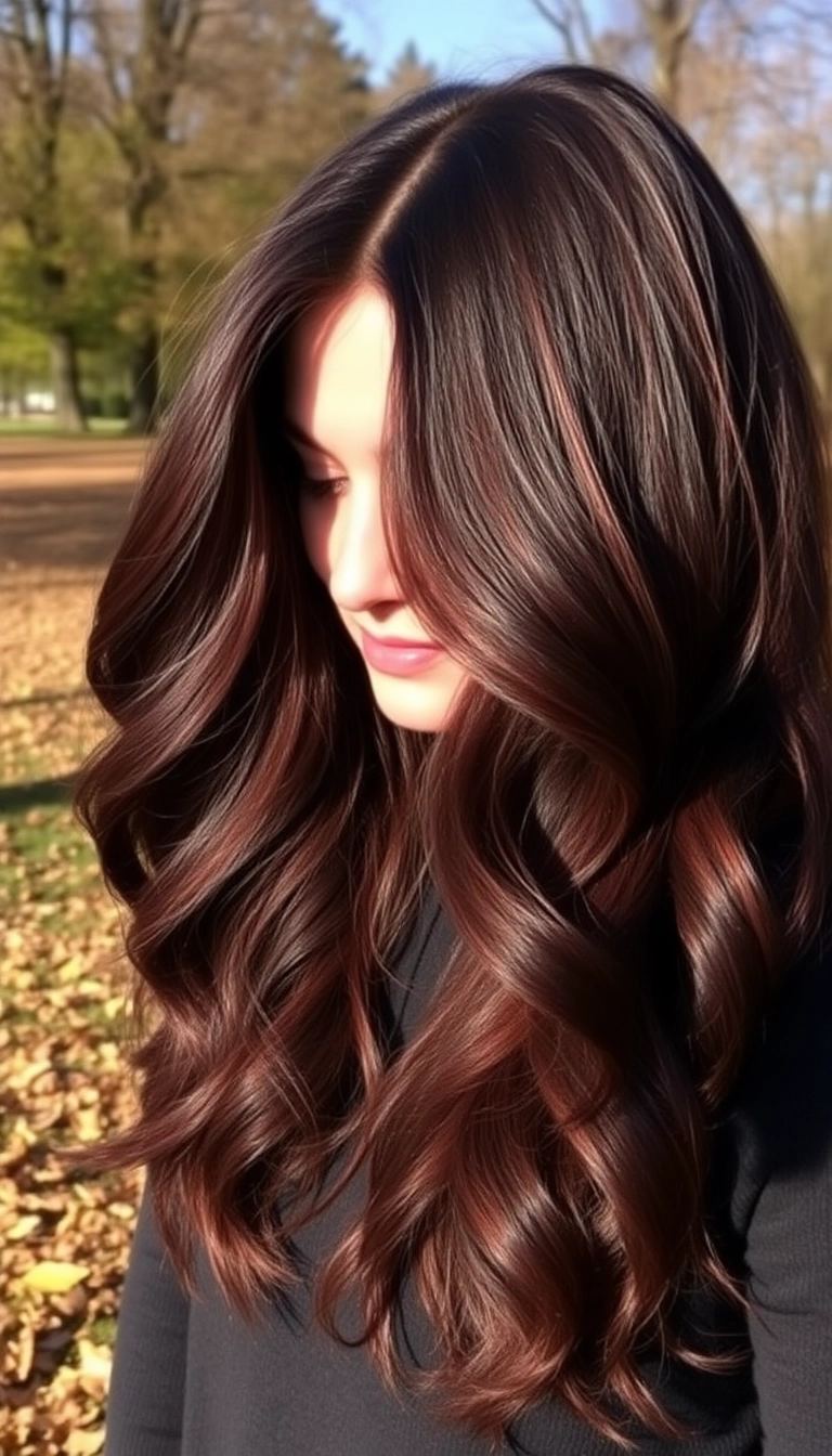 18 Stunning Low Maintenance Brunette Balayage Hair Ideas You Need to Try! - 4. Chocolate Cherry Balayage